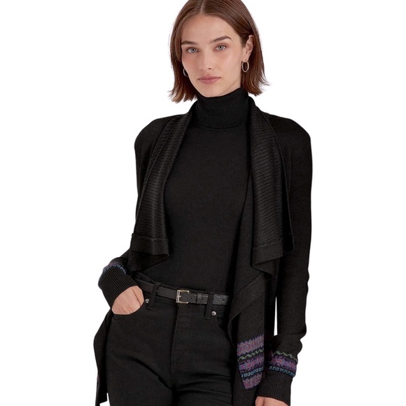 LAUREN Ralph Lauren Fair Isle Cotton-Blend Cardigan Size Medium. - Picture 10 of 10